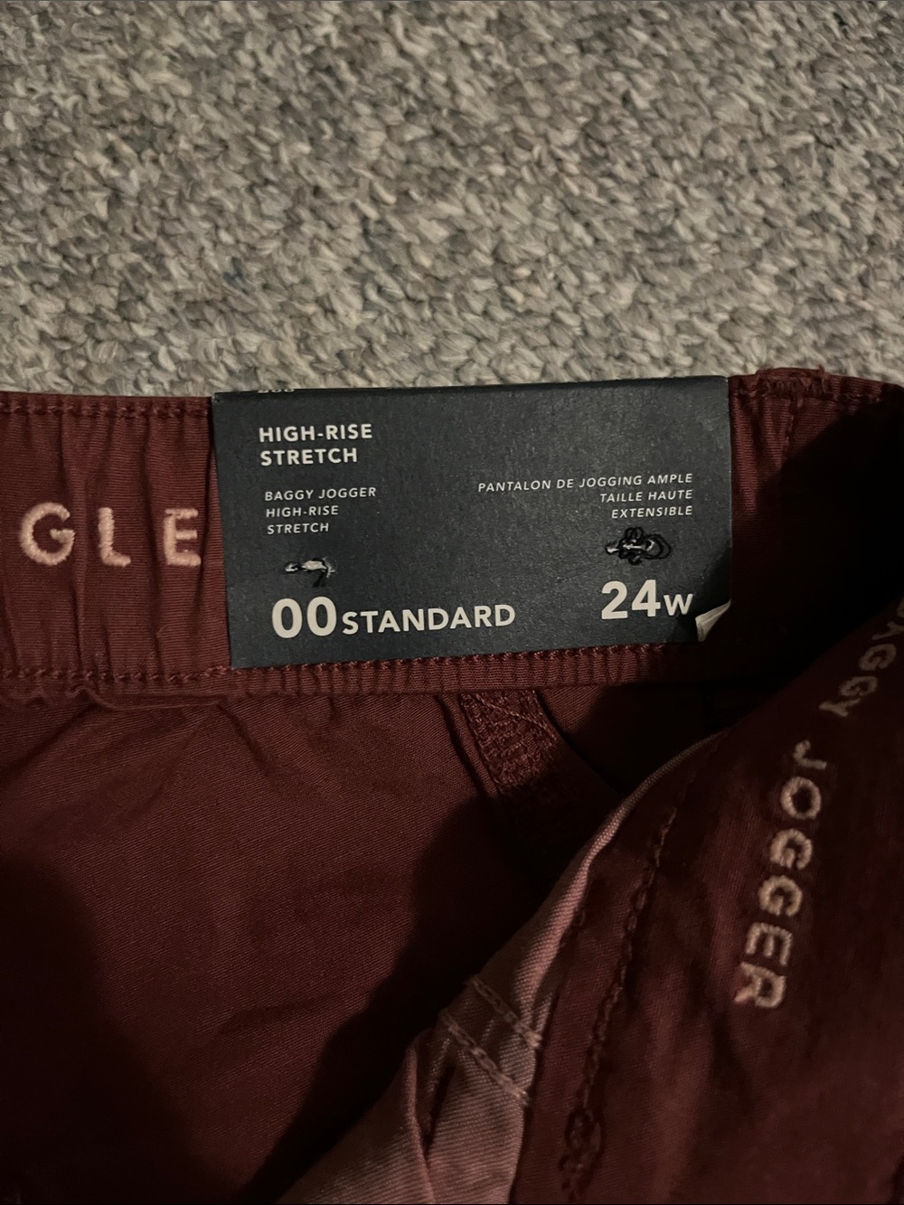 American Eagle Outfitters High-Rise Stretch Baggy Jogger - Burgundy